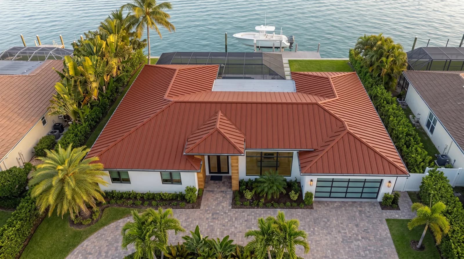 Standing-seam metal roof in Terra Cotta