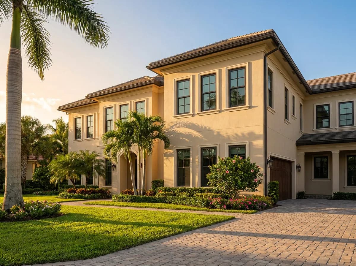 Double hung windows installed on a traditional Florida home