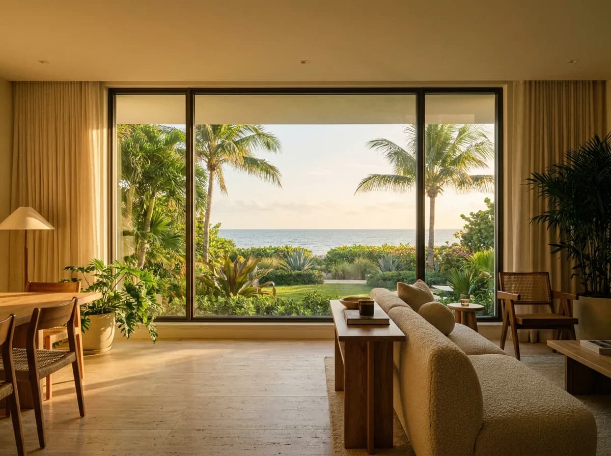 Fixed picture window framing an unobstructed view