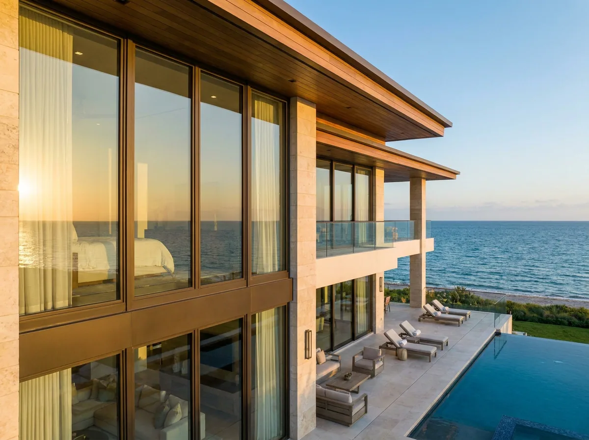 Large-format picture window on a coastal Florida home
